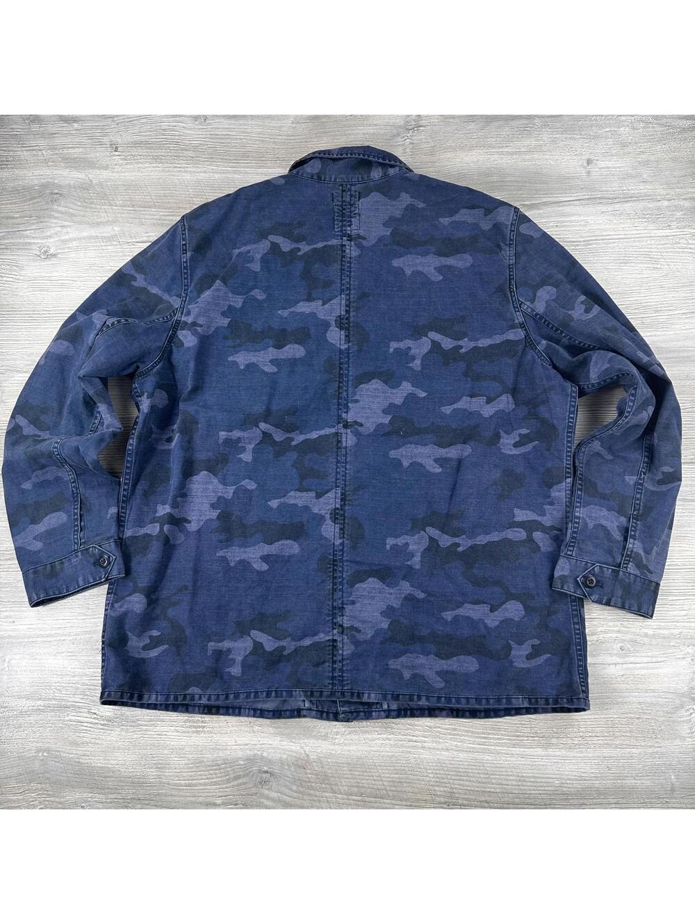 VTG Gap Jacket Shirt Mens XL Blue Woodland Camo Chore Barn Canvas Fatigue Retro - Picture 6 of 6